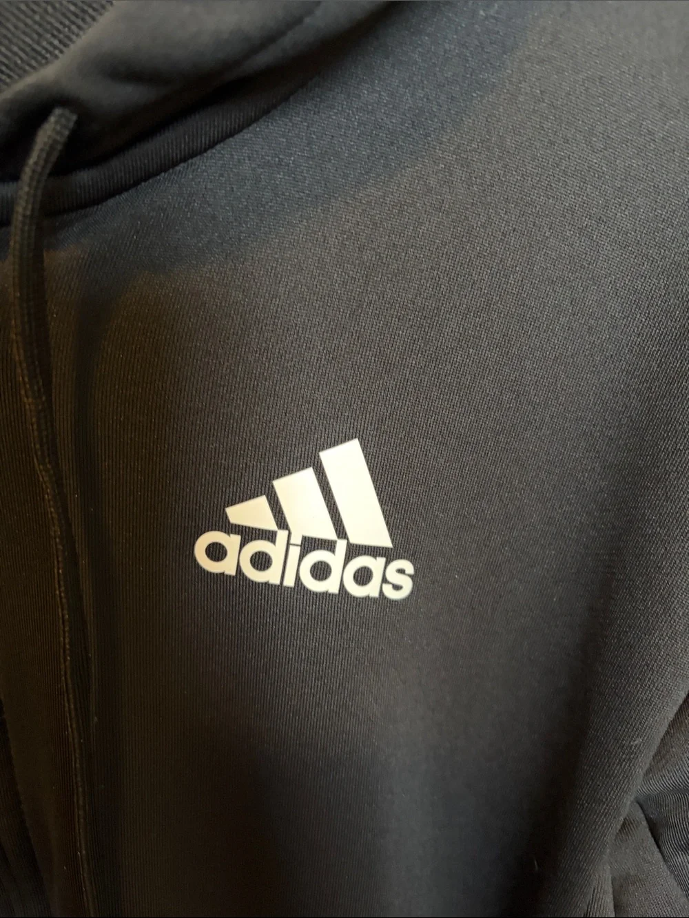 adidas Black Hooded Full-Zip Sweatshirt with White Stripes